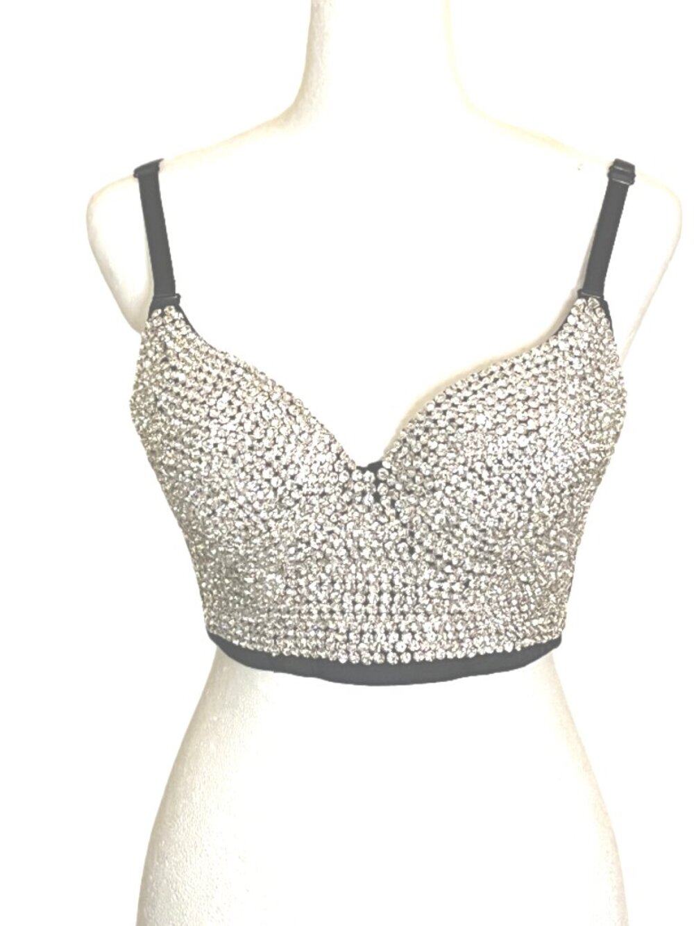 ELLACCI Rhinestone Bustier Crop Top Adjustable/Removable Straps Size M (38)